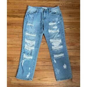 Cello Straight Leg Distressed Jeans
